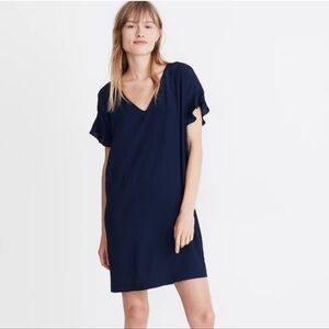Madewell Novel Shift Dress Tunic V-Neck Navy Medium